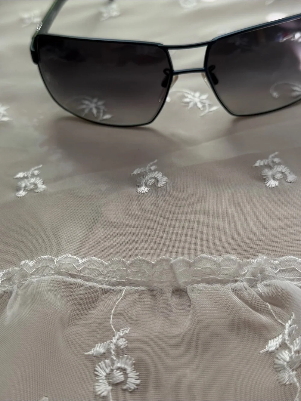 Jil Sander Black and Dark Blue Rimless Sunglasses